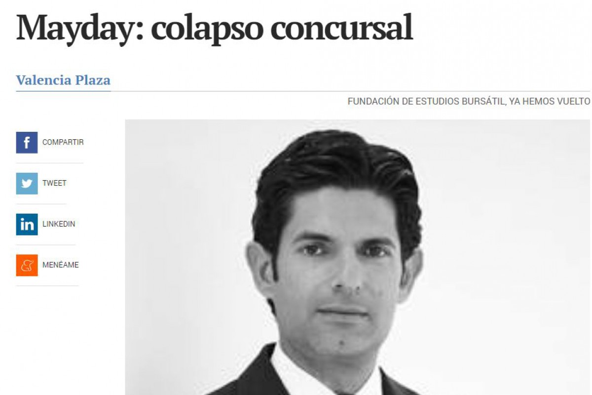 Mayday: colapso concursal. Opinión de Carlos Pascual en Valencia Plaza