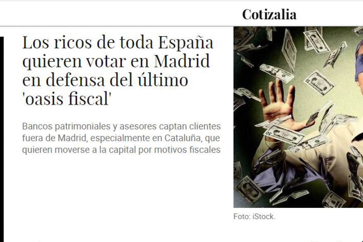 La atracción de Madrid como oasis fiscal para ricos: artículo en El Confidencial
