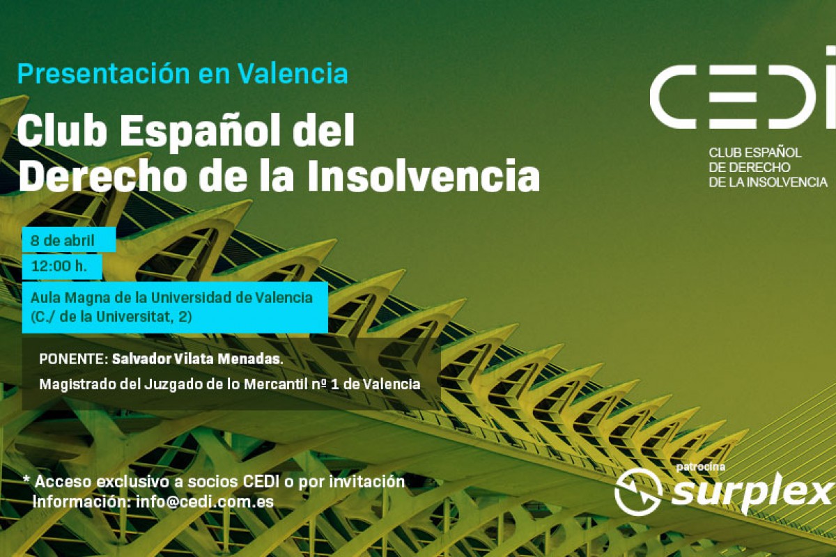 El Club Español de Derecho de la Insolvencia se presenta en Valencia el 8 de abril
