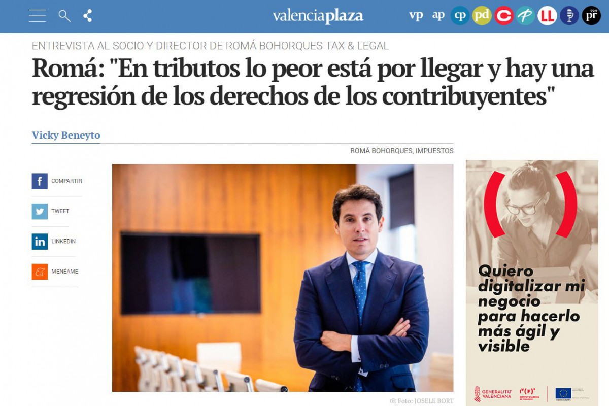 Entrevista a Pablo Romá en Valencia Plaza: "En impuestos lo peor está por llegar".