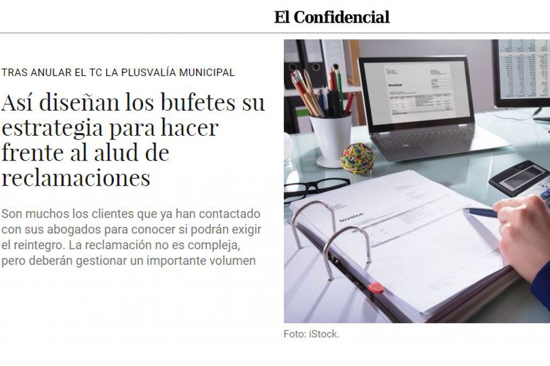 Opinamos en El Confidencial sobre la estrategia para reclamar la plusvalía municipal