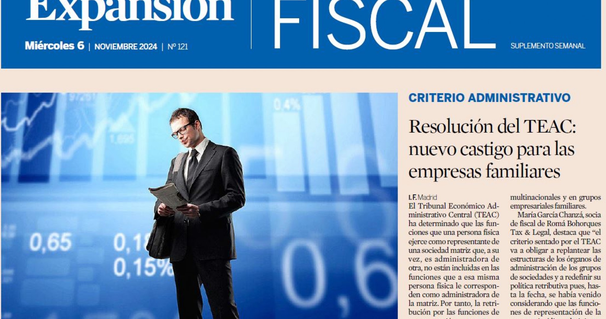 María García en Expansión: Resolución del TEAC, nuevo castigo para las empresas familiares