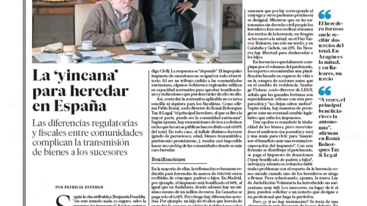 La opinión de Romá Bohorques Tax & Legal, en El País Negocios. Foto 1