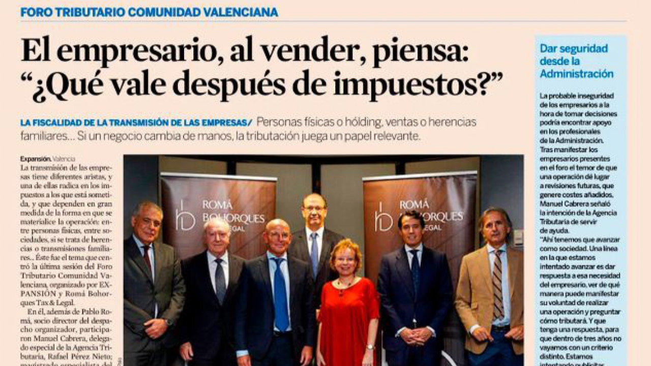 La fiscalidad de la transmisión de empresas, a debate en el Foro Tributario organizado por Expansión y Romá Bohorques Tax & Legal. Foto 1