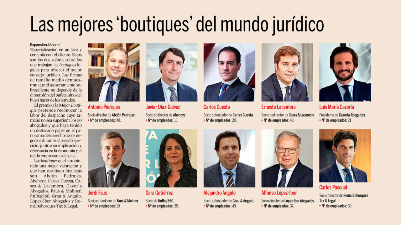Romá Bohorques Tax & Legal, finalista de los Premios Expansión Jurídico a la mejor 'boutique' legal. Foto 1