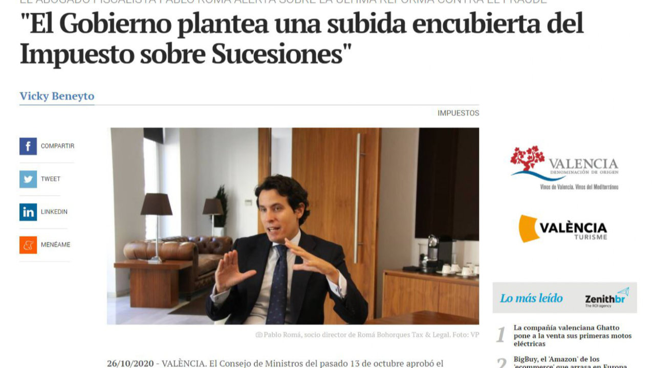 Pablo Romá, en Valencia Plaza: "El Gobierno plantea una subida encubierta del Impuesto sobre Sucesiones". Foto 2