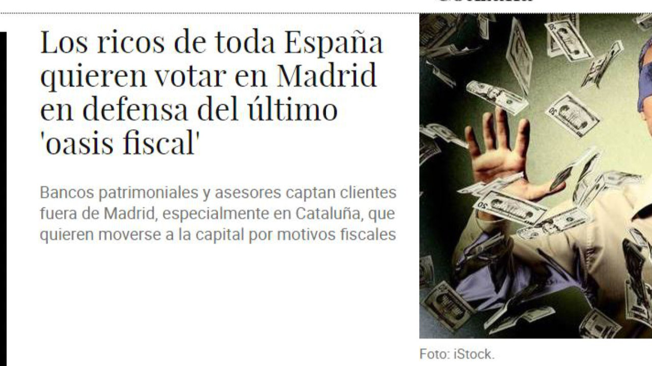 La atracción de Madrid como oasis fiscal para ricos: artículo en El Confidencial