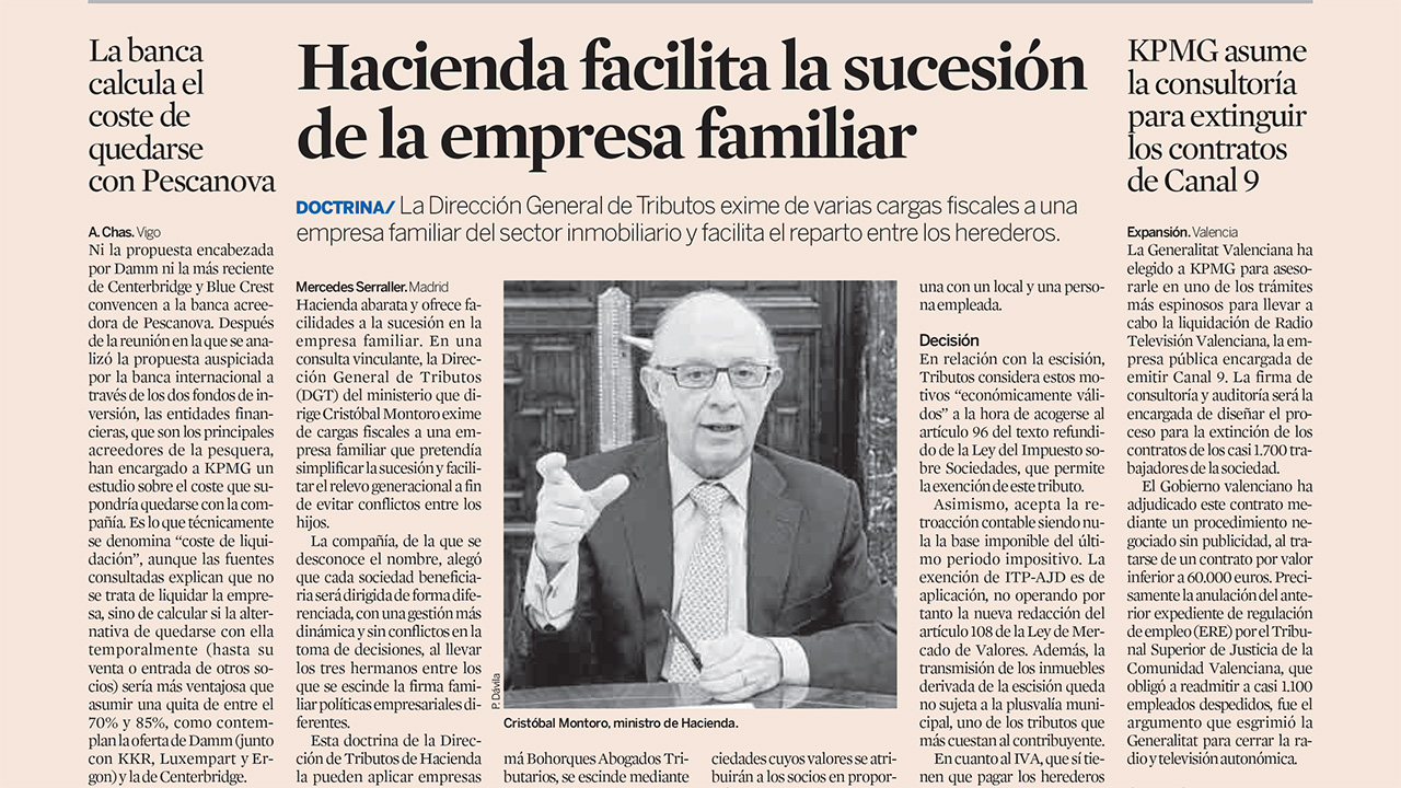 Hacienda facilita la sucesión de empresa familiar