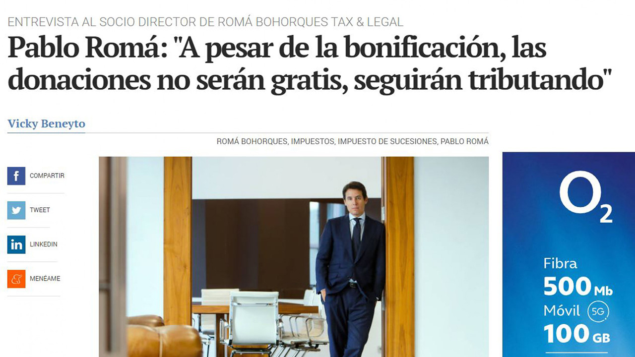 Entrevista a Pablo Romá en Valencia Plaza para analizar la bonificación de Sucesiones y Donaciones