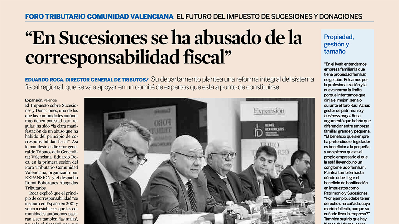 FORO TRIBUTARIO COMUNIDAD VALENCIANA: El futuro del Impuesto sobre Sucesiones y Donaciones