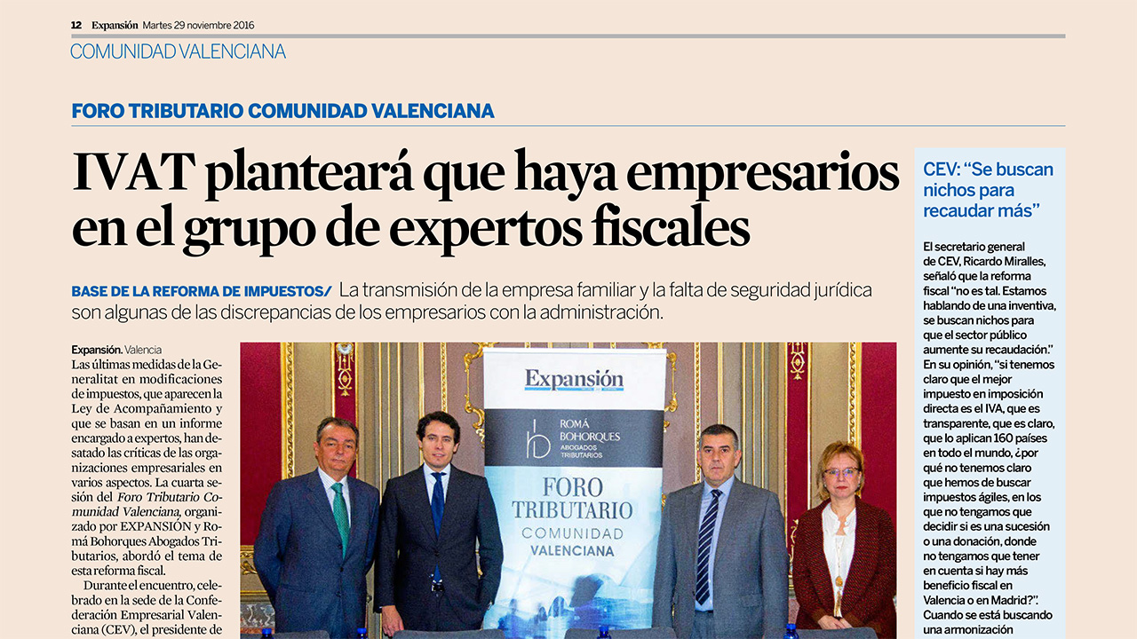 FORO TRIBUTARIO COMUNIDAD VALENCIANA: Reforma del Sistema Tributario valenciano