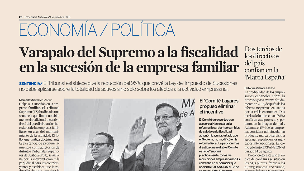 Golpe fiscal del Supremo a la sucesión de la empresa familiar